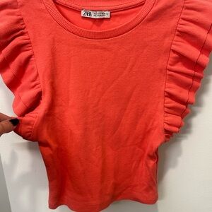 Zara Vibrant Coral Knit Top